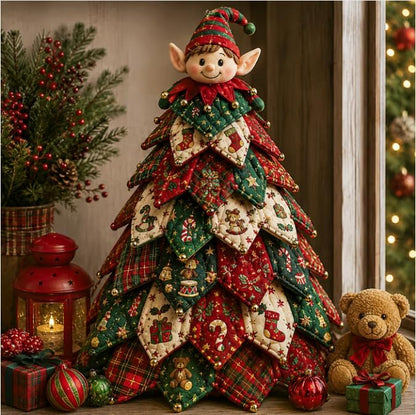 TREBIN DIY Patchwork Animal Kit, Fabric Sewing Set for Adults, Handmade Patchwork Craft Set for Decorative Gnome Halloween Christmas Ocean Animal Home Decor Project (Santa DIY Quilted Christmas Tree) - Image 5