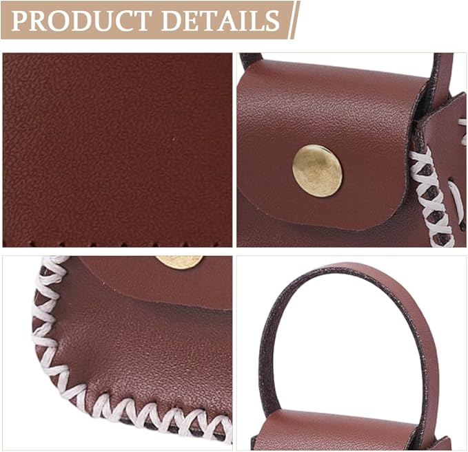 DIY Handbag Mini Coin Bag Sewing Set for Women PU Leather Purse Making Kit Handmade Small Purse Crochet Knitting Supplies for DIY Birthday Bridal Wedding Gift(Brown)