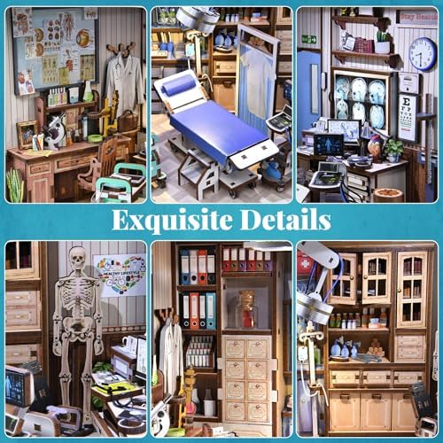 fifijoy Book Nook Kit - DIY Scene Miniature Kit, 3D Puzzle Miniature Dollhouse Booknook Kit, Bookshelf Insert Shelf Gifts for Book Lovers (Doctor's Office) - Image 4