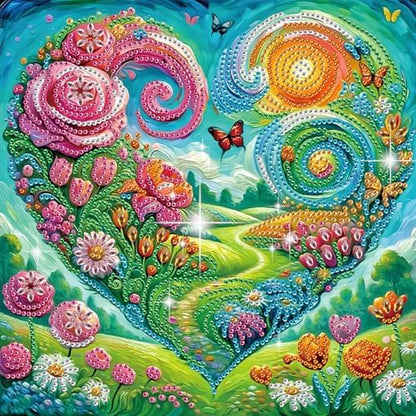 jinglinhh Heart Scenery Butterfly Rose Daisy Flowers Special Shaped DIY Diamond Art Painting Kit for Adults Beginners, Partial Drill Crystal Rhinestone Gem Art Craft Home Wall Decor 30x30cm by Unknown