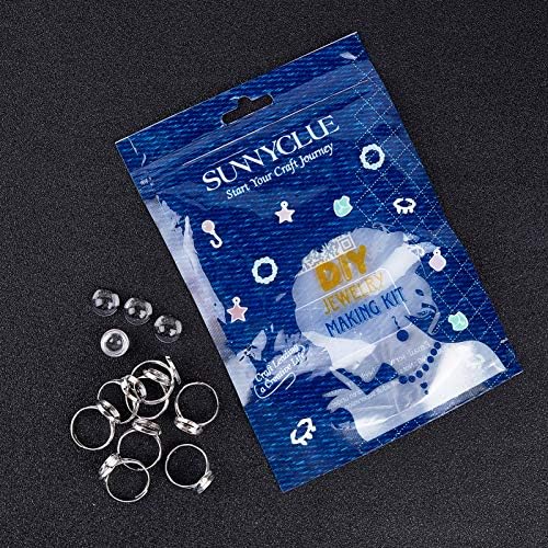 SUNNYCLUE 80Pcs Ring Blanks Finger Rings Making Kit 40Pcs Ring Blank Base Pad Adjustable Bezel Trays 40Pcs 12mm Glass Cabochons for DIY Cabochon Jewelry Making Kits Adult Women - Image 7