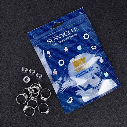 SUNNYCLUE 80Pcs Ring Blanks Finger Rings Making Kit 40Pcs Ring Blank Base Pad Adjustable Bezel Trays 40Pcs 12mm Glass Cabochons for DIY Cabochon Jewelry Making Kits Adult Women - Image 7
