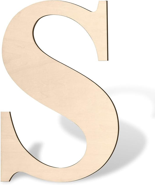 Large Wooden Letter S 17 inch Big Wood Letters for Wall Decor, Name Sign, Unfinished Blank Giant Wooden Alphabet Letters for Crafts, Baby Shower, Birthday Party, Rustic Wedding, Christmas Decoration