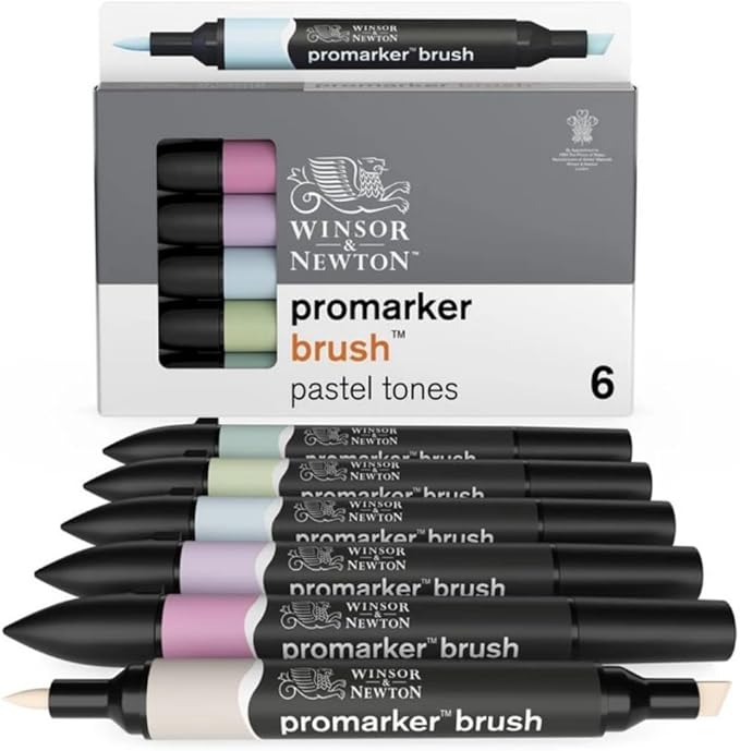 Winsor & Newton ProMarker Brush Set, 6 Count, Pastel Tones