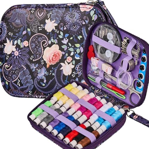 Purple Cute Travel Sewing Kit with 87PCS Hand Sewing Accessories by Bobode