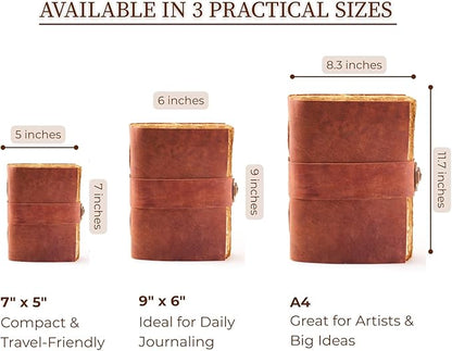 NomadCraftsCo. Vintage Leather Journal - Lock Closure, Book of Shadows Journal, Grimoire Journal, Witch Journal, Vintage Journal 240 pages Antique Deckle Edge Paper