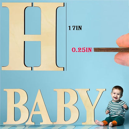 17 Inch Large Wooden Letters, Paintable Large Wood Letter for Crafts, Unfinished Blank Wood Alphabet Letter for Birthday, Parties, Wedding, Christmas Home Decoration(Letter H)