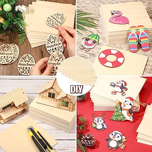 Riakrum Basswood Sheets Plywood Board Unfinished Wood Boards for Crafts for DIY Laser Projects Architectural Mini House Building Hobby Model Making(12 x 18 x 1/8 Inch,48) - Image 3