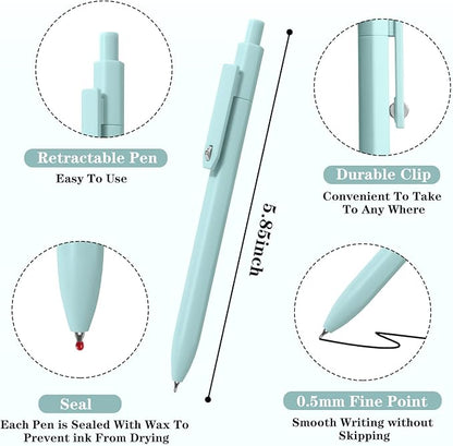 Piochoo Gel Pens,8pcs Fine Point Smooth Writing Black Ink Retractable Journaling Pens Ballpoint, Quick-Dry Cute Fidget Pens for School Supplies Office Desk Accessories