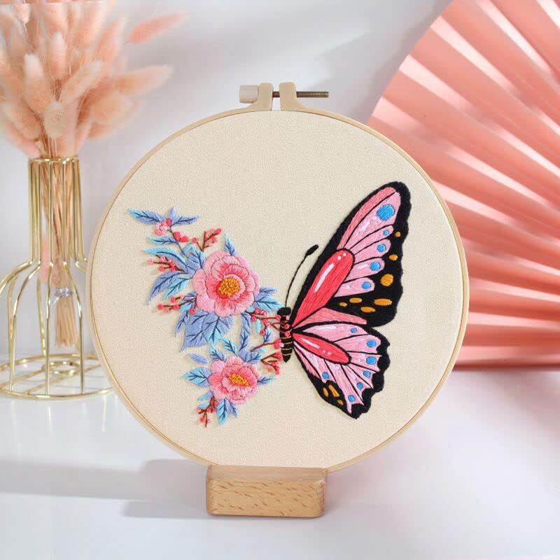 GLTAYLMY 3 Pack Embroidery Kits with Butterfly Pattern for Beginner Adults,Cross Stitch Kits with 1 Plastic Embroidery Hoops,Needles and Color Threads,Needlepoint Kit for Adults - Image 6