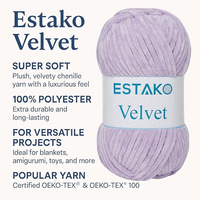 Estako Velvet Chenille Blanket amigurumi Yarn for Crocheting and Knitting Super Bulky 100 gr (132 yds) (1850 - Yellow)