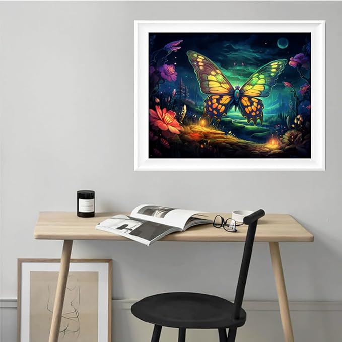 Leczany Cross Stitch Stamped Kit for Adults - Fantasy Butterfly | DIY Embroidery Starter Patterns Craft Kit Needlepoint for Beginner | 11CT, 3 Strands | 17.7x12.6 inches