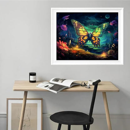 Leczany Cross Stitch Stamped Kit for Adults - Fantasy Butterfly | DIY Embroidery Starter Patterns Craft Kit Needlepoint for Beginner | 11CT, 3 Strands | 17.7x12.6 inches