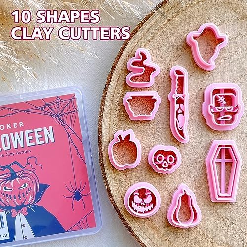 KEOKER Polymer Clay Cutters Halloween, Clay cutters for Halloween Earrings Making, 10 Shapes Halloween Clay Earrings Cutters, Ghost Halloween Clay Earring Cutters (Earrings Clay Cutters 2) - Image 3