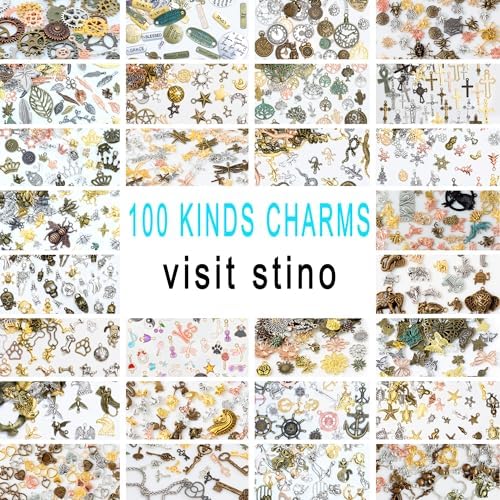 stino 100g Metal Pendant Charms for Jewelry Making, Bulk Silver & Gold Plated Charms for Braclet Necklace Crafts, Animal Plant Flower Pet and so on - Image 4