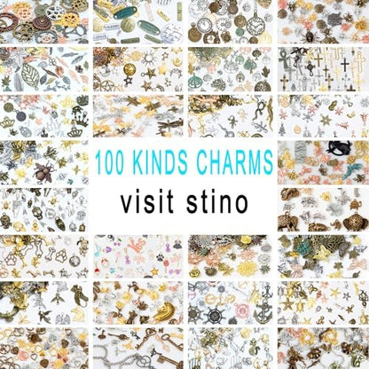 stino 100g Metal Pendant Charms for Jewelry Making, Bulk Silver & Gold Plated Charms for Braclet Necklace Crafts, Animal Plant Flower Pet and so on - Image 6