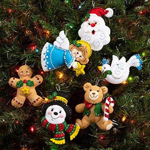 Bucilla Felt Applique 6 Piece Ornament Making Kit, Holiday Favorites, Perfect for DIY Arts and Crafts, 89577E - Image 2