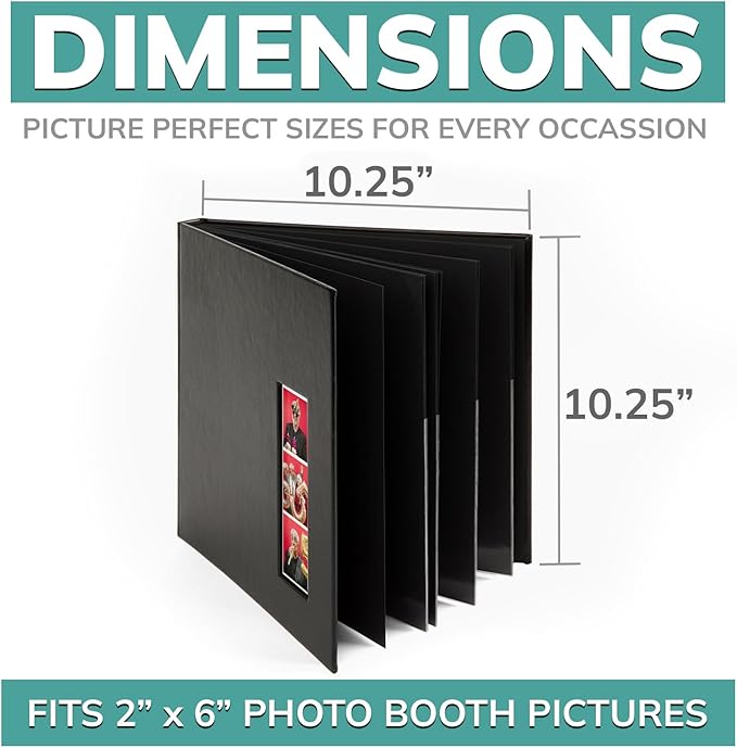 PBF (5 Pack) Photo Booth Album, Guest Book with 2x6 Clear Picture Inserts, Black Cover with Plastic Sleeves & Black Pages, Scrapbook Album for Photo Strips, Memory Book, Wedding, and Baby Showers