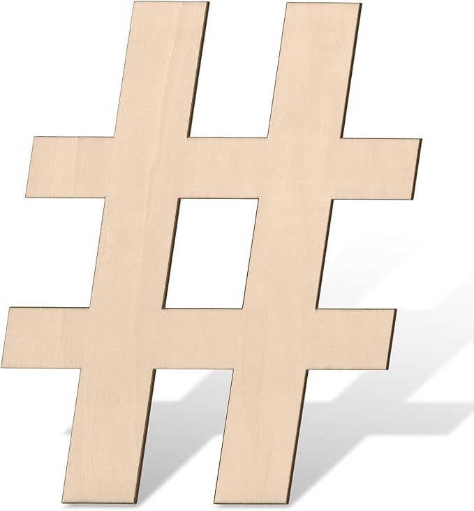 17 inch Large Wooden Sign # for Wall Decor, Big Wood Symbol #, Giant Paintable Blank Wooden Shapes for Crafts, Unfinished Wood Cutouts for Birthday Party, Rustic Wedding, Christmas Decor, Baby Shower