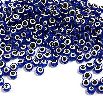 200pcs 8mm Evil Eye Beads Royal Blue Resin Lampwork Evil Eye Beads with Elastic Rope for DIY Crafts Making Accessories(Royal Blue) - Image 4