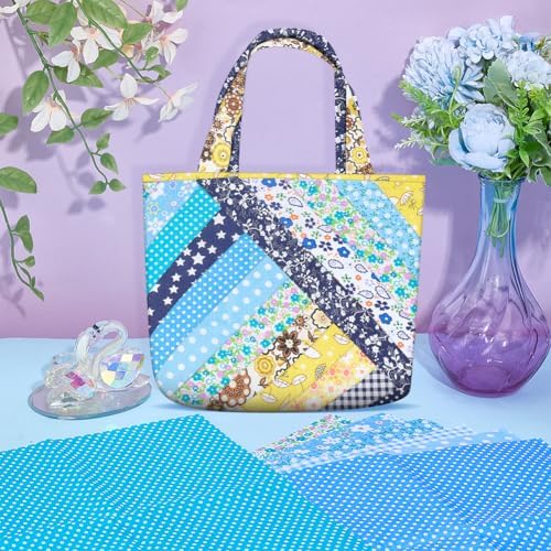 WEBEEDY DIY Bag Quilted Kit Stripes Tote Bag Quilted Starter Kit with Video Tutorial for Beginners Adults Handmade Bags Making with 21 Colors Square Fabrics Instructions and Complete Quilting Tools - Image 5