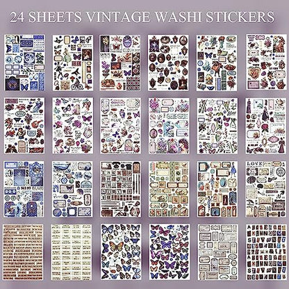 Vintage Washi Sticker Book Ephemera for Junk Journals,800+ Journaling Stickers for Scrapbooking Supplies, Collage, DIY Crafts Arts Decorative 24 Sheets - Image 2