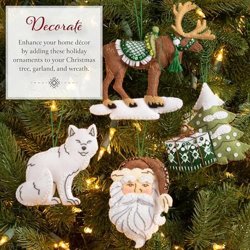 Bucilla Felt Applique 4 Piece Ornament Making Kit, Nordic Noel, Perfect for DIY Arts and Crafts - Image 4