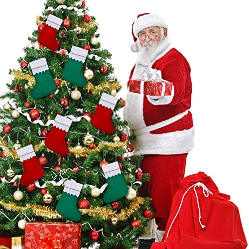 Skylety 24 Pcs Red and Green Christmas Felt Stockings Bulk 3.94 x 7 Inches Christmas Tree Hanging Ornaments for Family Fireplace Xmas Holiday Party Decorations DIY Craft Large Xmas Stocking Bags - Image 4