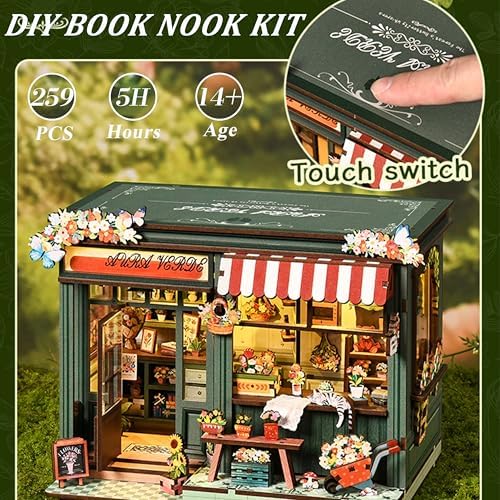 ISSEVE Book Nook Kit, Miniature House Kit Dollhouse Kits Bookshelf Décor - Image 5
