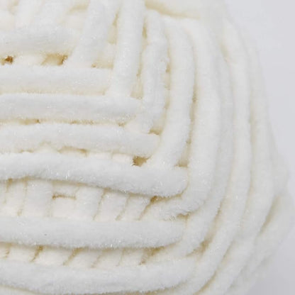 NICEEC 3 Skeins Sparkling Chenille Yarn Soft Blanket Yarn for Crochet & Knitting, Total 165yds/10.6oz - White