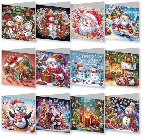 DIY Diamond Greeting Cards Set Christmas, 5D DIY Diamond Art Painting Greeting Card, DIY Christmas Card Making Kits for Family Friends Handmade Gift-#29-Christmas by Unknown