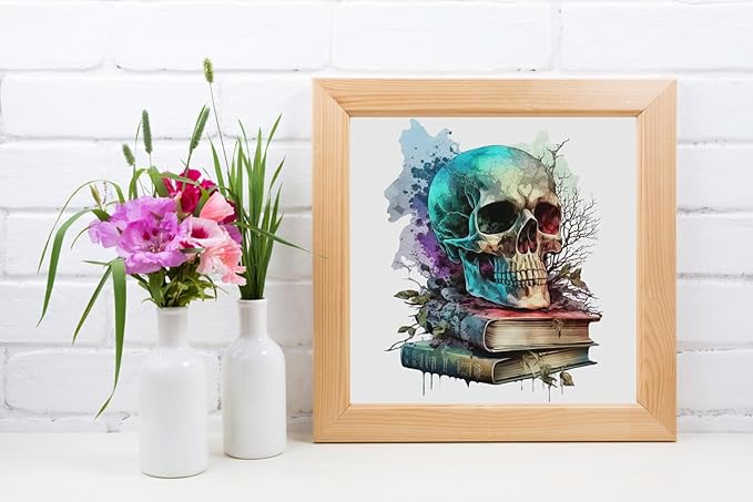 Moohue Stamped Cross Stitch Kits for Adults Clearance Skull 14CT Pre Printed Cross Stitch Kits for Beginners (Skull 2)