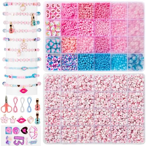 Goldwise Lover Themed Friendship Bracelet Kit for Fans, 2 Boxes Valentine’s Day Bracelet Making Kit with Clay, Glass, Seed Beads and Heart Charms, Inspired by 2019's Iconic Album, Birthdays Gifts by Goldwise