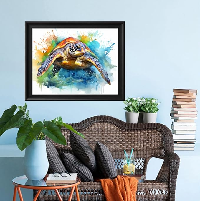 Leczany Cross Stitch Stamped Kit for Adults - Colored Turtle | DIY Embroidery Starter Patterns Craft Kit Needlepoint for Beginner | 11CT, 3 Strands | 16.5x13 inches