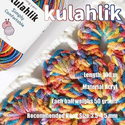 250g(5x50g) Acrylic Yarn for Crochet/Knitting, Colorful Gradient Yarn Thread, 5 Rolls Skeins, Perfect for Any Knitting Crochet and Crafts Mini Project - Image 2