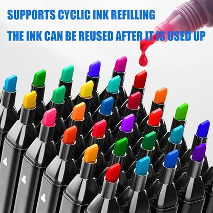 SALAHEYO 120 Colors Alcohol Markers with Base Art Drawing Markers Set for Adults Painting,Coloring,Sketching, Comics, Illustration- Refillable
