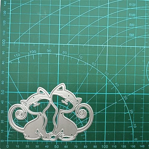 Scrapbooking Die-Cuts, Christmas Metal Cutting Dies for Card Making, Paper Craft Punch Template, Background Embossing Stencils, DIY Album Décor (2 Pcs Animal Cat-8.7X6.1cm) - Image 5