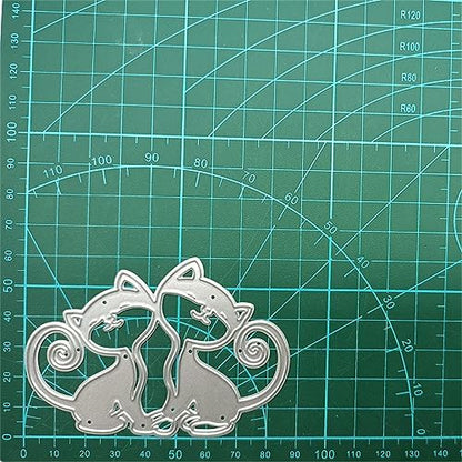 Scrapbooking Die-Cuts, Christmas Metal Cutting Dies for Card Making, Paper Craft Punch Template, Background Embossing Stencils, DIY Album Décor (2 Pcs Animal Cat-8.7X6.1cm) - Image 5