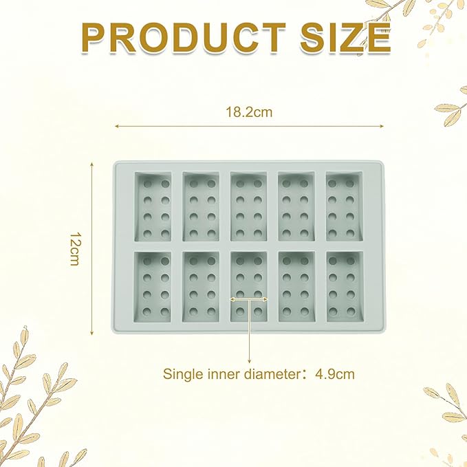 MECCANIXITY Beeswax Candle Mould, 10 Grids Beeswax Bar Mould Makes 10 x 0.8oz Reusable Easy Release Bees Wax Module for Wax Candle Making Butter Candy Chocolate Grey