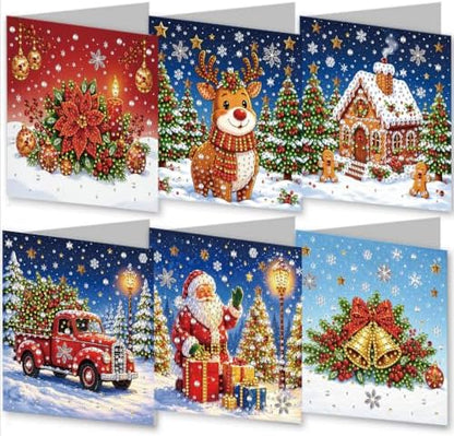 DIYDeligths 6Pcs DIY Foldable Diamond Art Painting Greeting Cards Creative Birthday Festivals Handmade Thank You Card Set Blessing Greeting Card Craft Gift Idea (Christmas02) by DiamondPaintingOrnament