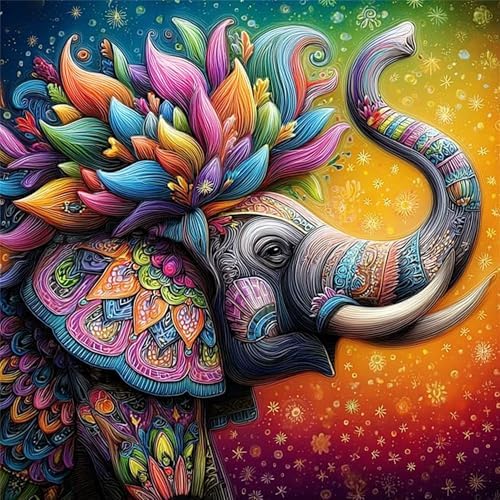 NZNANCHU Paint by Number for Adult,DIY Animal Painting Kits for Adults,Color by Numbers,Elephant Paint by Number Canvas Crafts Watercolor for Beginners Hoom Decor (Elephant) by Unknown