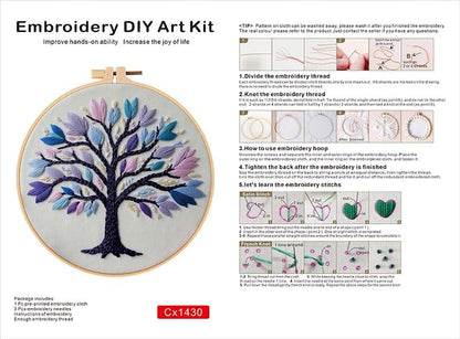 Haootadiy Beginner Embroidery Kit for Adults, Easy Cross Stitch Kit for Beginners and Adults, Full Embroidery Hoop Kit with Needles and Thread Included (Pattern 13) - Image 3