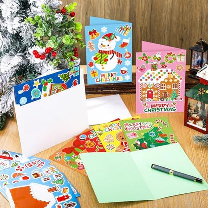 Fullhawl 48 Set Christmas Card Making Kits DIY with Stickers Envelopes - Image 2
