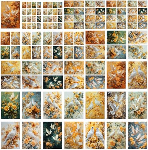 Decoupage Paper Pack (35 Sheets 6"x8") Doves and Roses: Elegant White Doves paired with Vibrant Yellow Roses, Set Against Soft and Calming Pastel Backgrounds FLONZ Vintage - Image 4