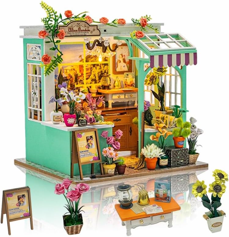 Miniature Dollhouse Kit, DIY Mini House Making Kit w/LED, Alice Garden by Weservehomeforbetterlife