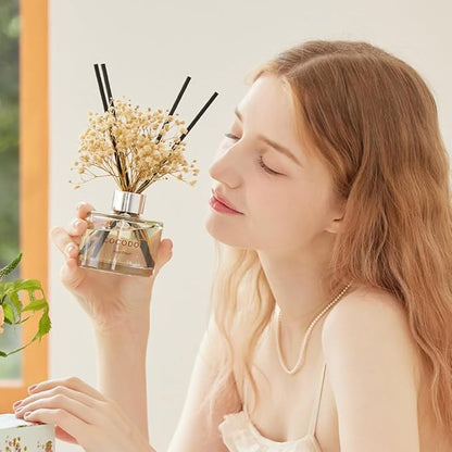 COCODOR Flower Reed Diffuser Set / 6.7oz / Cashmere Vanilla/Scent Diffuser with Sticks Home Fragrance Reed Diffuser for Bathroom Shelf Decor