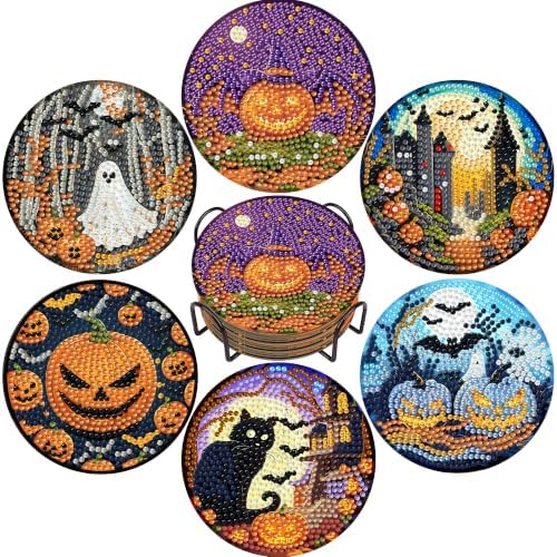 6 Pcs Halloween Diamond Art Coasters Kits,Diamond Painting Coasters Kits by DOTZSODiamondPainting