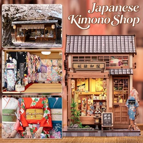 CUTEBEE Book Nook Kit - DIY Miniature House Japanese Sakura Kimono Shop - Image 4