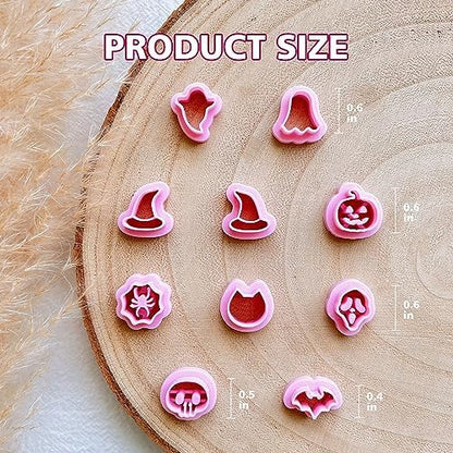 KEOKER Halloween Polymer Clay Cutters - 10 Shapes for Jewelry, Earrings, Pumpkin - Studs Included - Image 4