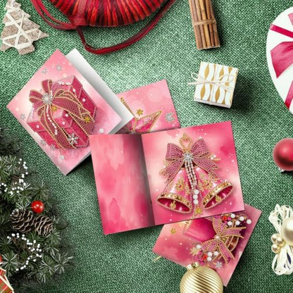 LAKEQUILL DIY Diamond Art Painting Greeting Kit, 12 Pieces, Creative Craft Set，Pink Christmas - Image 3